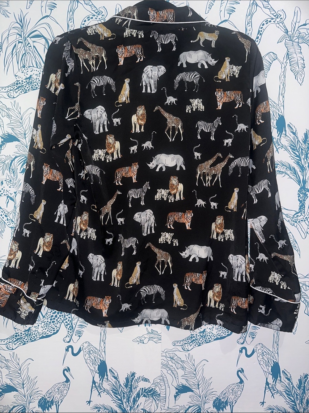 Banana Republic Black with Cream and Brown Animal Motif Pajama Set - Picture 2 of 4